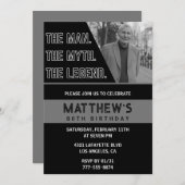 黒80歳の誕生日招待状ザ・マンザ・レジェンド 招待状 (正面/裏面)