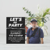 黒83歳の誕生日招待状メンズ写真 招待状 (スタンド正面)