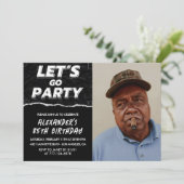 黒85歳の誕生日招待状メンズ写真 招待状 (スタンド正面)