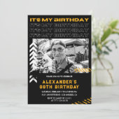 黒88歳の誕生日招待状メンズ写真 招待状 (スタンド正面)