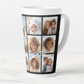 黒9フォトスクエアコラージュ – スクリプトホワイト カフェラテマグ (右アングル)