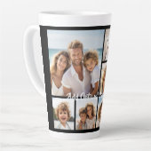 黒9フォトスクエアコラージュ – スクリプトホワイト カフェラテマグ (左アングル)