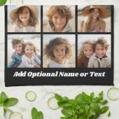 黒9フォトスクエアコラージュ – スクリプトホワイト キッチンタオル (折り畳み)