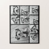 黒9フォトスクエアコラージュ – スクリプトホワイト ジグソーパズル (縦)