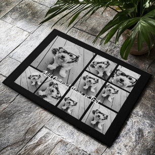 黒9フォトスクエアコラージュ – スクリプトホワイト ドアマット