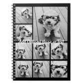 黒9フォトスクエアコラージュ – スクリプトホワイト ノートブック (正面)