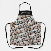 黒9対角フォトコラージュ – 黒を編集できる エプロン (正面)