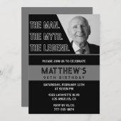 黒90歳の誕生日招待状ザ・マンザ・レジェンド 招待状 (正面/裏面)