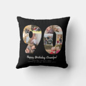 黒90番目写真丁合い挨拶カスタムメッセージ クッション (裏面)