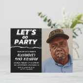 黒92歳の誕生日招待状メンズ写真 招待状 (スタンド正面)