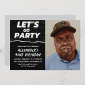 黒92歳の誕生日招待状メンズ写真 招待状 (正面/裏面)