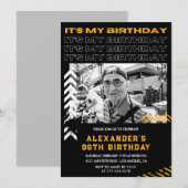 黒96歳の誕生日招待状メンズ写真 招待状 (正面/裏面)