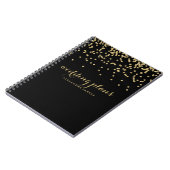 黒|のフェイクな金ゴールドの紙吹雪主題 ノートブック (左側)