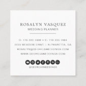 黒|のモノグラムのエレガントなヴィンテージの暗い花柄 スクエア名刺 (裏面)