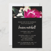 黒|の卒業生のパーティーの色彩の鮮やかなマグノリア 招待状 (正面)