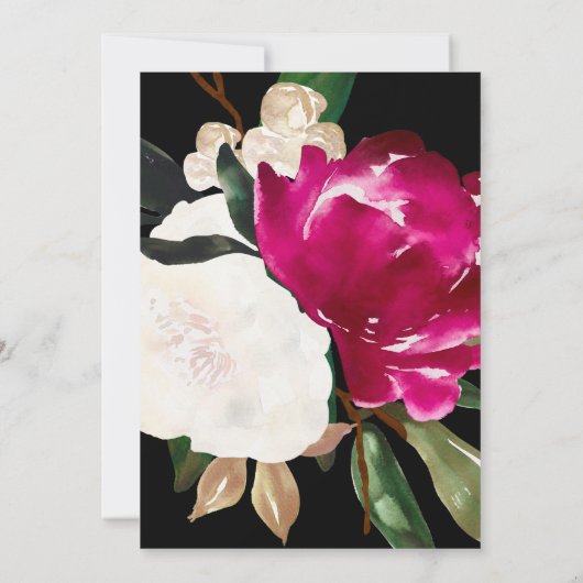 黒|の卒業生のパーティーの色彩の鮮やかなマグノリア 招待状 (裏面)