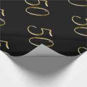 黒|の幸せな第50誕生日の金ゴールド50 ラッピングペーパー (角)