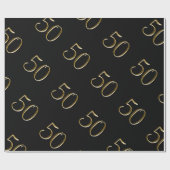 黒|の幸せな第50誕生日の金ゴールド50 ラッピングペーパー (フラット)
