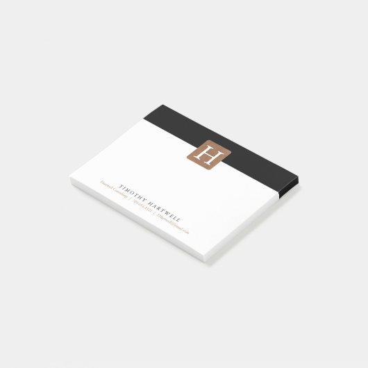 黒|の白い中心の割れたはっきりしたなモノグラム ポストイット (アングル)