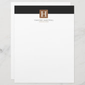 黒|の白い中心の割れたはっきりしたなモノグラム レターヘッド (正面/裏面)