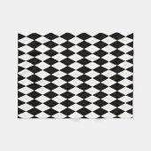 黒|の白|の金ゴールドのアーガイルパターン フリースブランケット (正面(横))