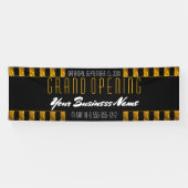 黒|の金ゴールドのストライプエレガントなビジネスブティック 横断幕 (横)