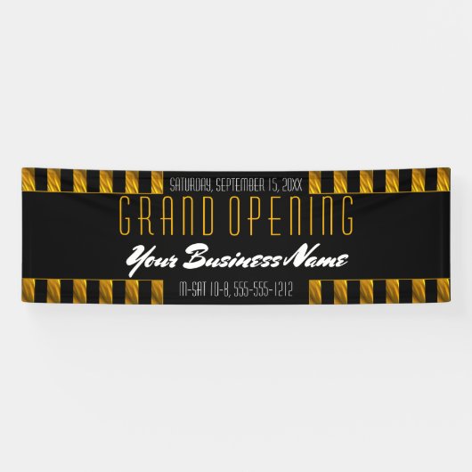 黒|の金ゴールドのストライプエレガントなビジネスブティック 横断幕 (横)