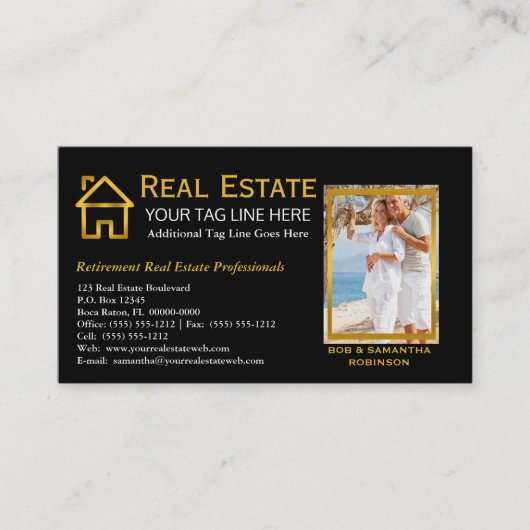 黒|の金ゴールドの不動産抵当不動産アジャン 名刺 (正面)