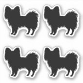 黒（または他の色）のパピヨン犬のシルエット シール (正面)