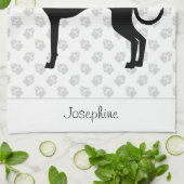 黒（または他の色）のIggyシルエットと名前 キッチンタオル (折り畳み)