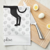 黒（または他の色）のIggyシルエットと名前 キッチンタオル (四つ折り)