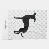 黒（または他の色）のIggyシルエットと名前 キッチンタオル (横)