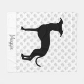 黒(または他の色)のIggyシルエットと名前 フリースブランケット (正面(横))