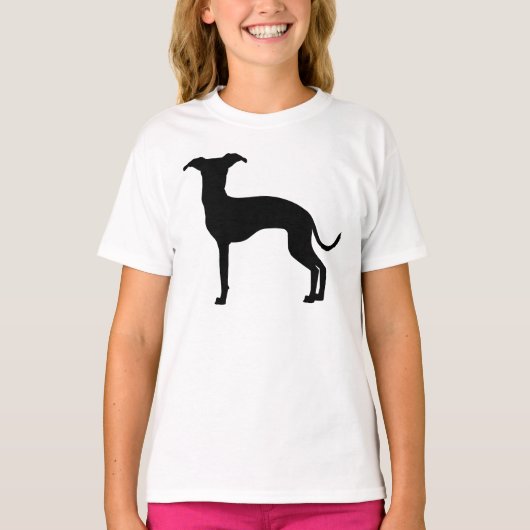 黒（または色）Greyhoundシルエットイタリアン(Greyhound Silhouette) Tシャツ (正面)