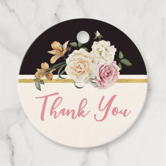 黒、アイボリー、ゴールドの花束 フェイバータグ (正面)