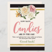 黒、アイボリー、金ゴールドフローラブライダルシャワー表の記号 (正面/裏面)