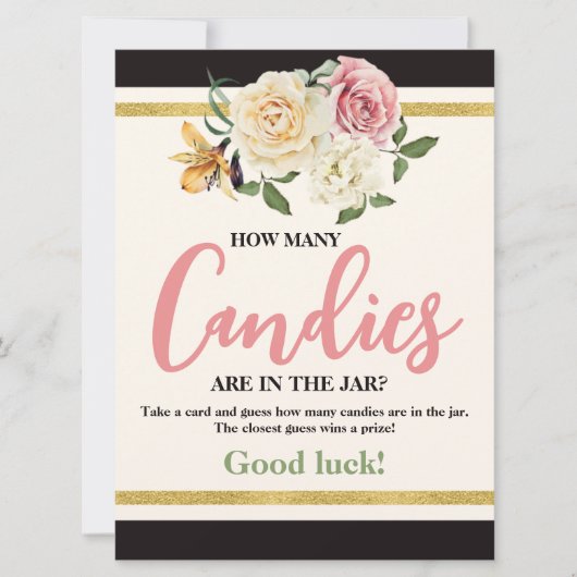 黒、アイボリー、金ゴールドフローラブライダルシャワー表の記号 (正面)