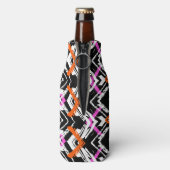 黒、オレンジ、およびピンクの手描き矢印パターン ボトルクーラー (ボトル裏面)