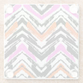 黒、オレンジ、ピンクの手描き山形 ガラスコースター (裏面)