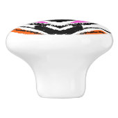 黒、オレンジ、ピンクの手描き山形 セラミックノブ (側面)