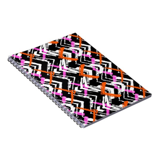 黒、オレンジ、ピンクの手描き矢印パターン ノートブック (右側)