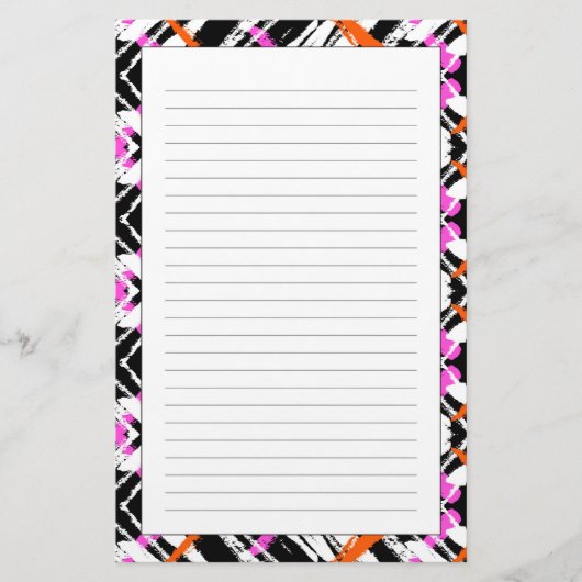 黒、オレンジ、ピンクの手描き矢印パターン 便箋 (正面)