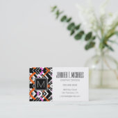 黒、オレンジ、ピンクの手描き矢印パターン 名刺 (スタンド正面)