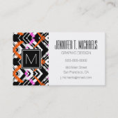 黒、オレンジ、ピンクの手描き矢印パターン 名刺 (正面)