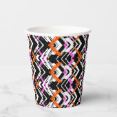 黒、オレンジ、ピンクの手描き矢印パターン 紙コップ (正面)