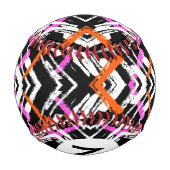 黒、オレンジ、ピンクの手描き矢印パターン 野球ボール (裏面)