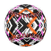 黒、オレンジ、ピンクの手描き矢印パターン 野球ボール (正面)
