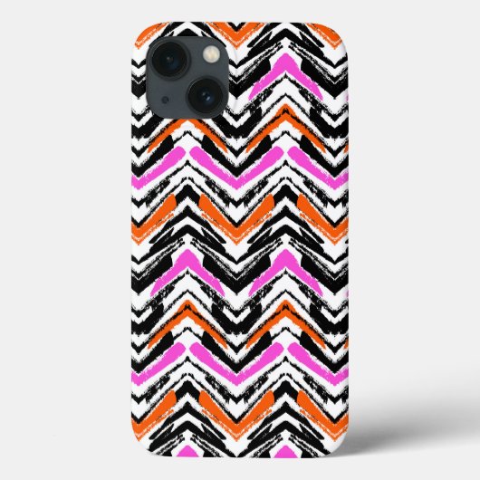 黒、オレンジ、ピンクの手書きシェブロン模様 Case-Mate iPhoneケース (裏面)