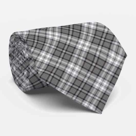 黒、グレーと白の格子模様のネクタイ ネクタイ (ロール)