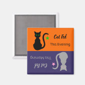 黒/グレー猫リマインダ食べ物を与えーマグネット マグネット (正面/裏面)